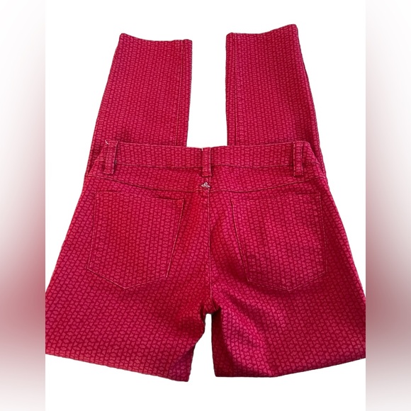 PRANA KARA Organic Cotton Red Patterned Ankle Skinny Jeans Size 0/25 30x28 - Picture 4 of 7